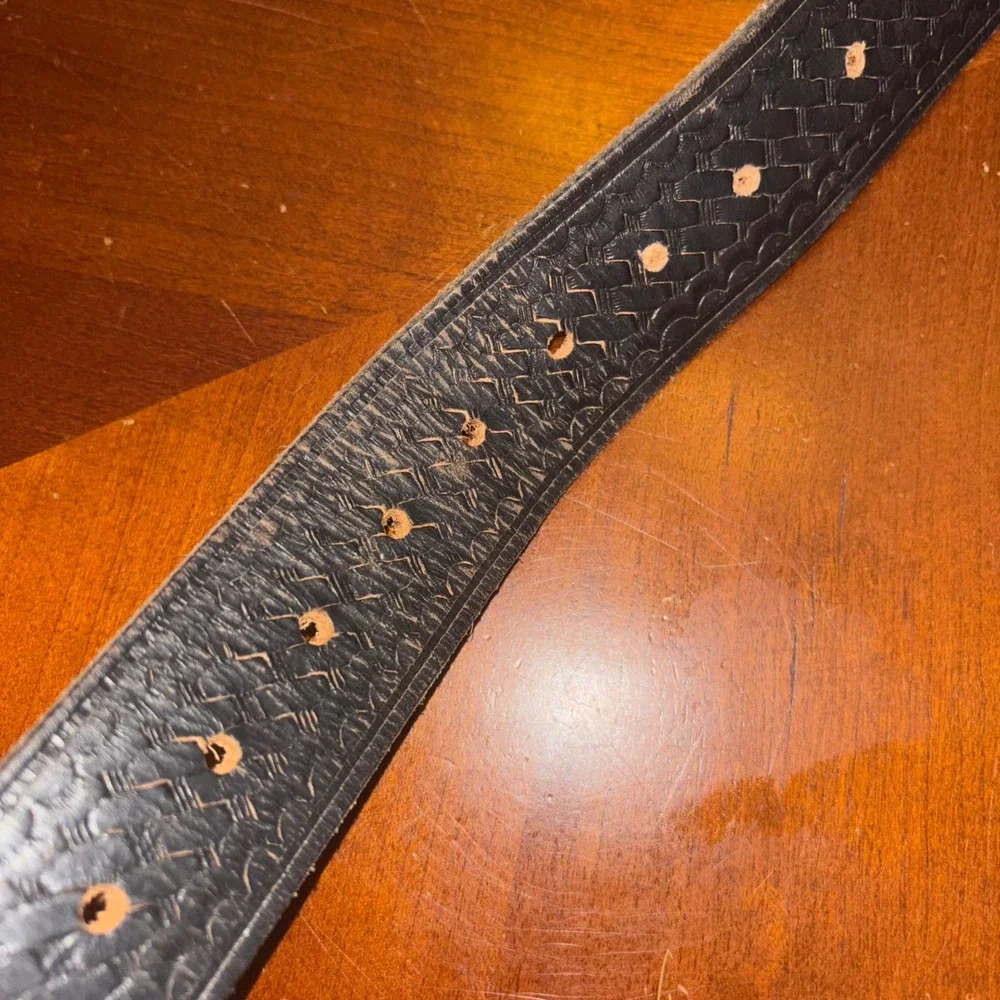 Law Pro | Men's Size 44 |‎ Black Leather | Basket Weave Belt | Crafted USA